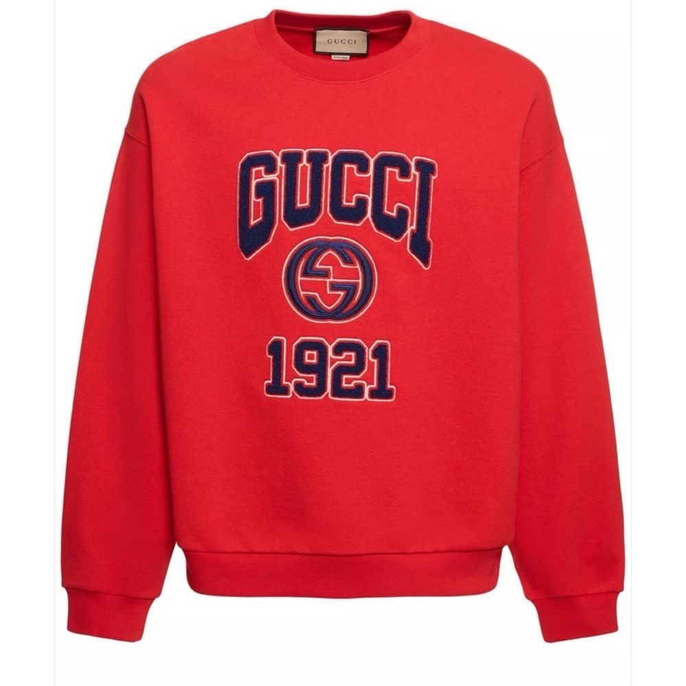 Gucci men's cotton jersey felted sweatshirt 1921 embroidery size xl
